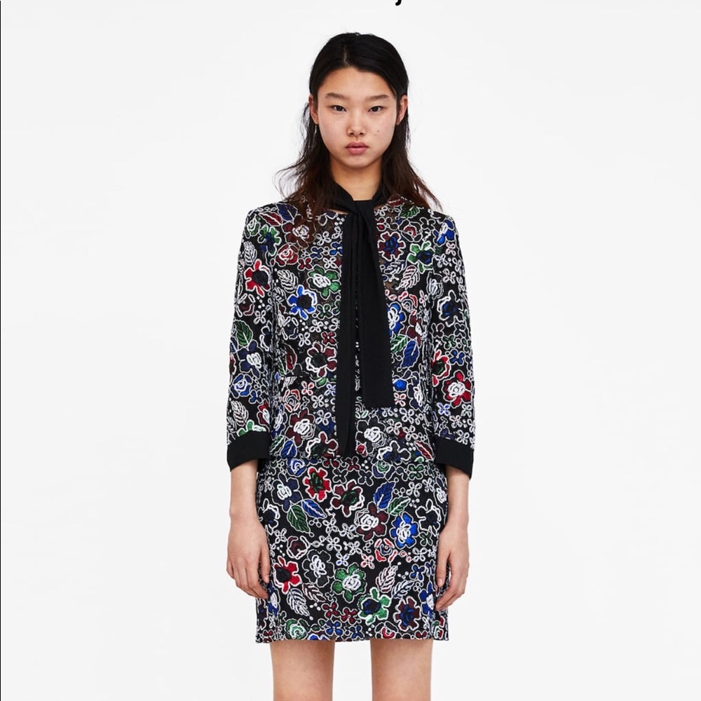 BNWT ZARA Multicolored Lace Blazer, Sz XS